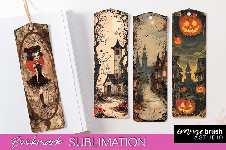 Vintage Halloween Bookmark - Printable Scrapbook Bookmarks