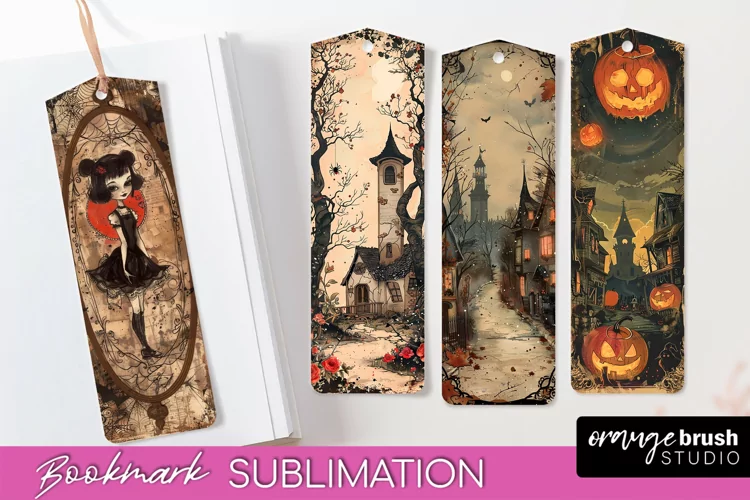 Vintage Halloween Bookmark - Printable Scrapbook Bookmarks