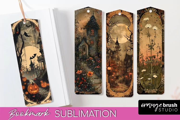 Vintage Halloween Bookmark - Printable Scrapbook Bookmarks