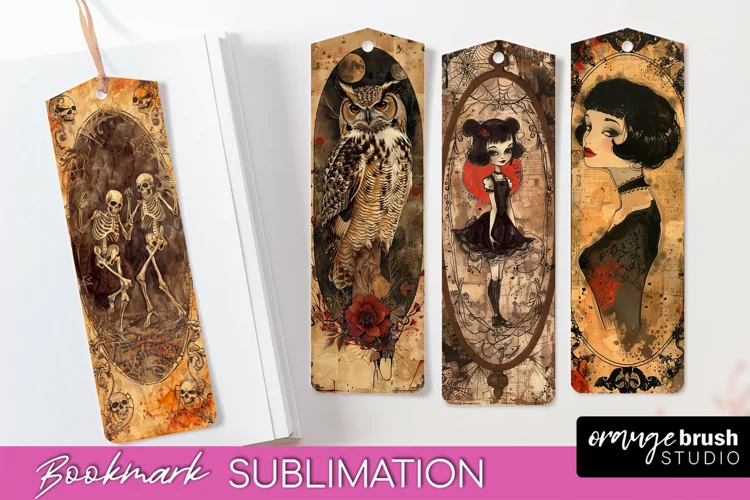 Vintage Halloween Bookmark - Printable Scrapbook Bookmarks