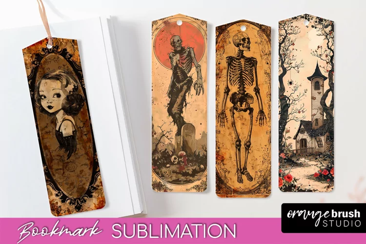 Vintage Halloween Bookmark - Printable Scrapbook Bookmarks