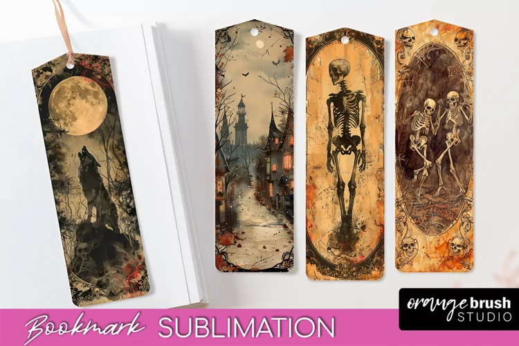 Vintage Halloween Bookmark - Printable Scrapbook Bookmarks