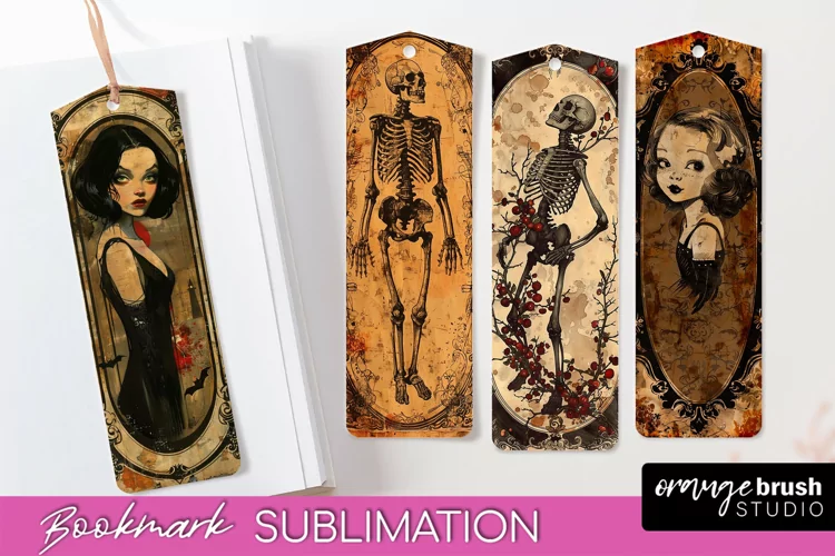 Vintage Halloween Bookmark - Printable Scrapbook Bookmarks