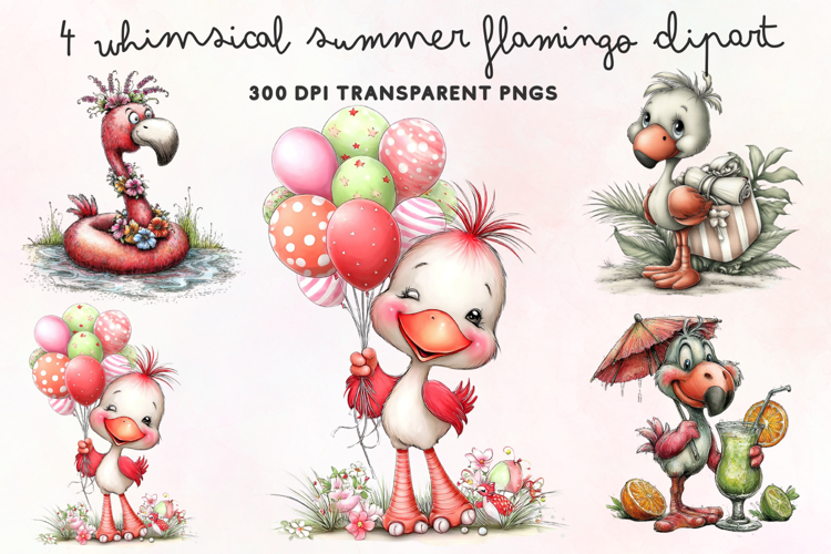 Cute Flamingo Clipart Image 5