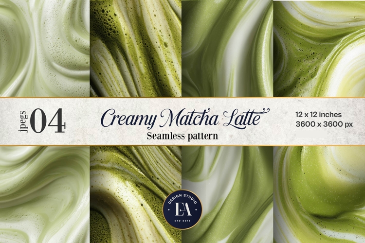 Matcha Latte Swirl Pattern, Creamy Matcha Abstract Paper