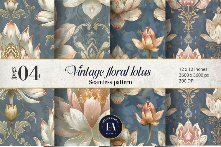 Vintage Mughal Lotus Pattern | Indian Lotus Floral Texture