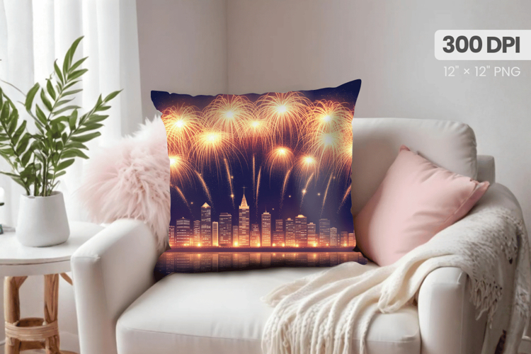 Happy New Year PNG Pillow, Festive New Years Eve 2026 PNG