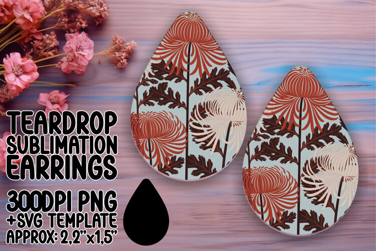 Vibrant Teardrop Design for Earrings , Flowers example image 1