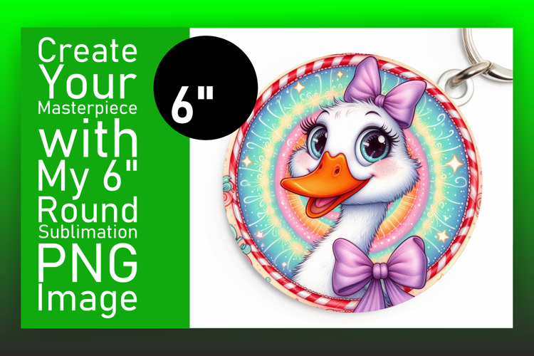 Whimsical Circle PNG Keychain Artwork , Goose
