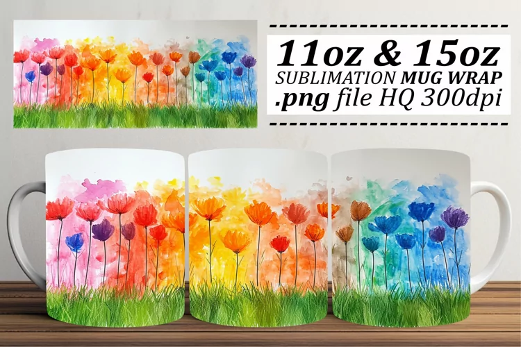 Spring Blossoms Pattern Mug Wrap - 11oz 15oz