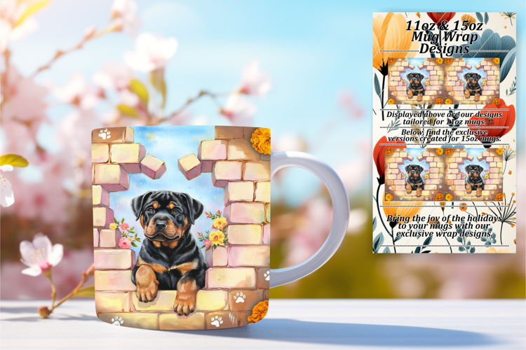 Dynamic 11oz Mug Wrap Png Design , Cute Dog example image 1