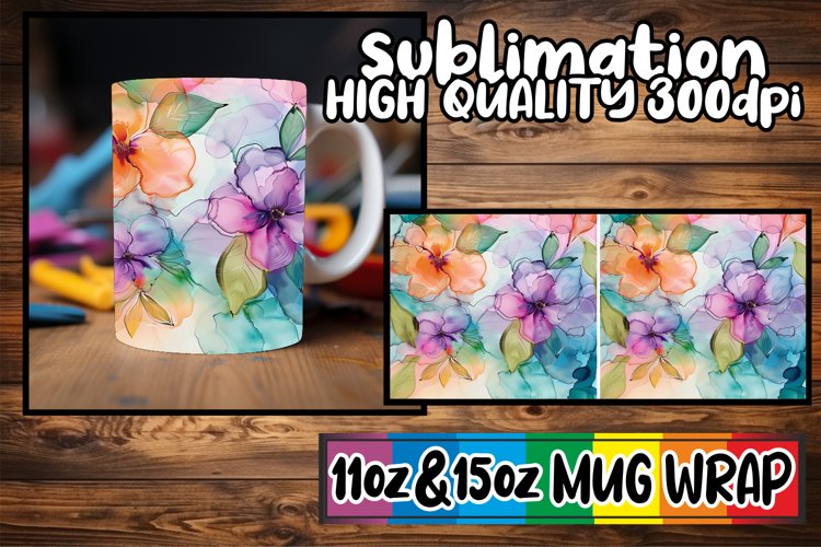 Colorful Spring Abstract Art Mug Wrap 11oz 15oz Sublimation