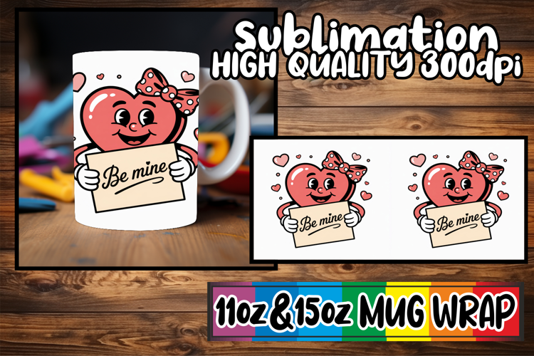 Inspired thoughts 11oz 15oz mug wrap, Valenines Heart