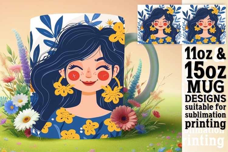 Stunning Woman Portrait Mug Wrap Sublimation 11oz/15oz