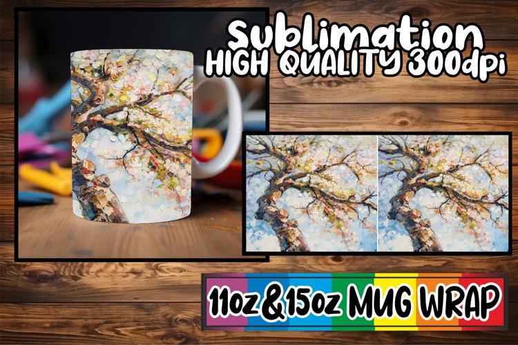 Dreamy Spring Mug Wrap - Sublimation 11oz 15oz example image 1