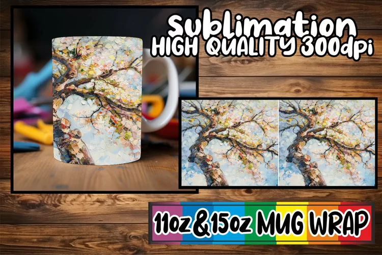 Dreamy Spring Mug Wrap - Sublimation 11oz 15oz