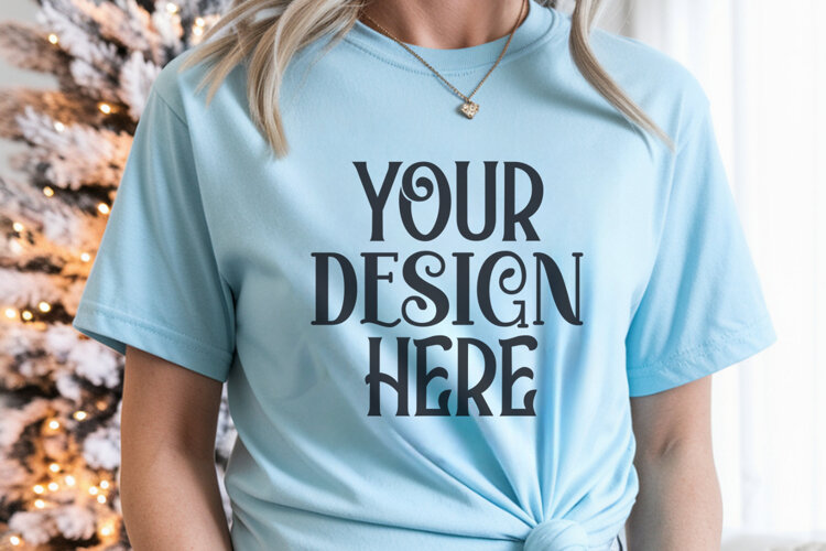 Chambray Comfort Colors 1717 Christmas Mockup, CC 1717 example image 1