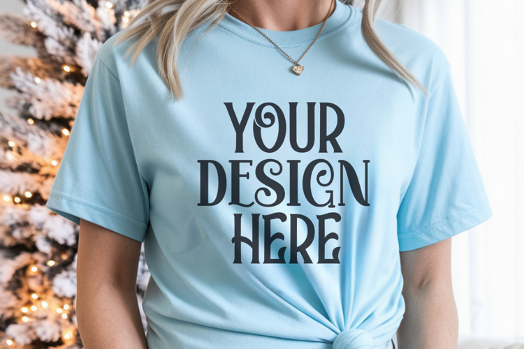 Chambray Comfort Colors 1717 Christmas Mockup, CC 1717