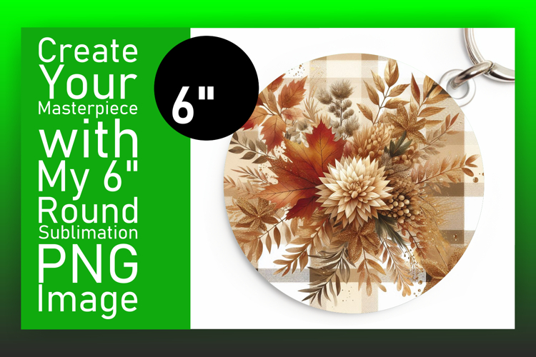 Dynamic Round Design for Keychains , Autumn Flower