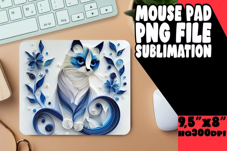Feline Finesse Sublimation Mouse Pad - 3D Cat
