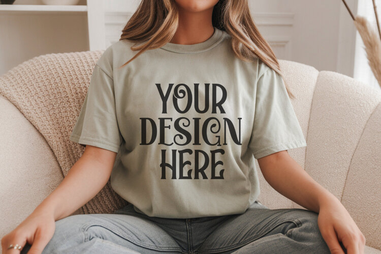 Sage Comfort Colors 1717 T-shirt Mockups,1717 Mockups example image 1