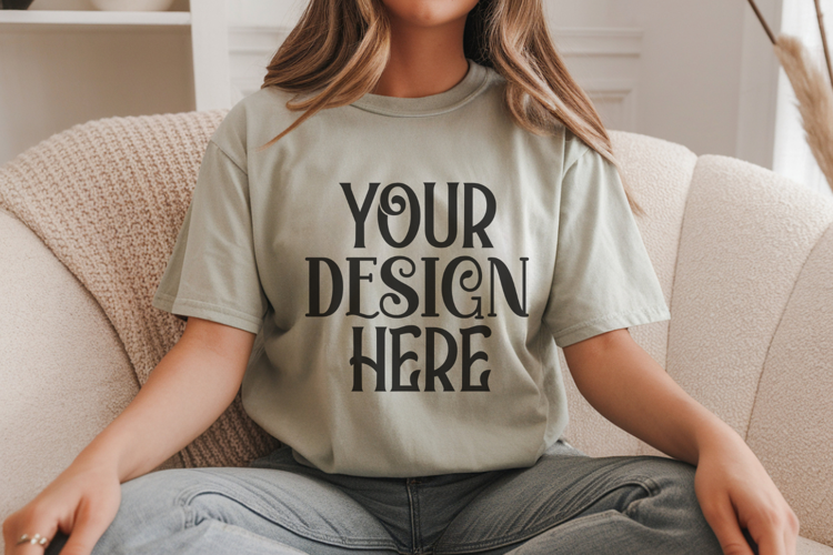 Sage Comfort Colors 1717 T-shirt Mockups,1717 Mockups