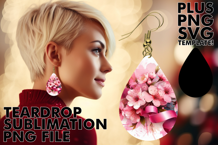 Sweet Teardrop Earrings Gift PNG, Flowers