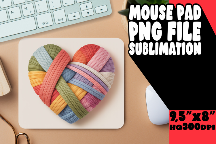 Cheerful Mouse Pad Sublimation PNG, Flowers Heart
