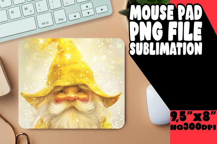 Whimsical Wonders: Watercolor Gnome Mouse Pad Design