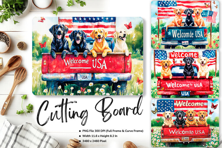 Patriotic Cutting Board USA Flag 4 of July Chopping Board110 example image 1