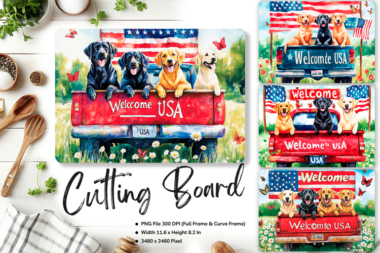 Patriotic Cutting Board USA Flag 4 of July Chopping Board110