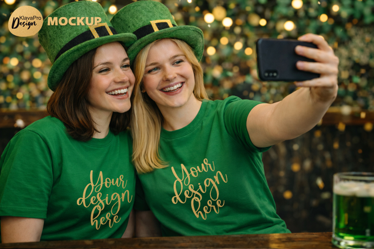 St Patrick Day Friends T Shirt Mockup Two Designs