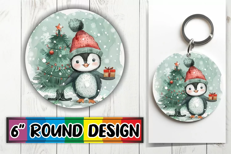 Festive Winter Animals Sublimation for Keychain
