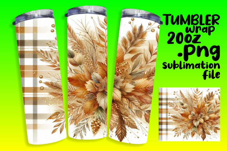 20oz Tumbler Sublimation PNG , Autumn Flower