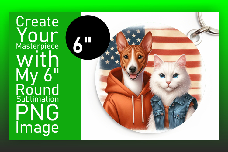 Dynamic Keychain Round Design PNG , Dog and cat