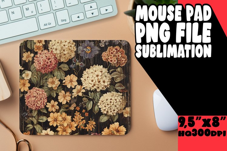 Antique Blossom Pattern Mouse Pad Sublimation example image 1