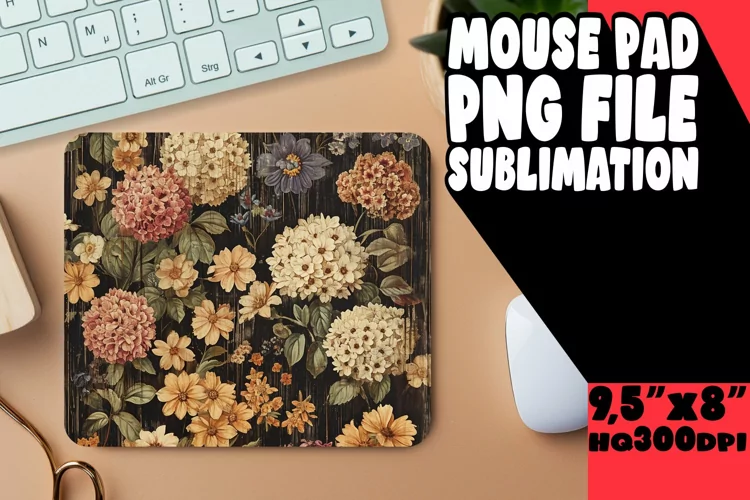 Antique Blossom Pattern Mouse Pad Sublimation
