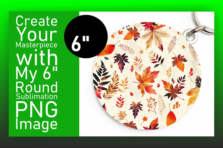 Harvest Season Watercolor Round Design Keychain example image 1