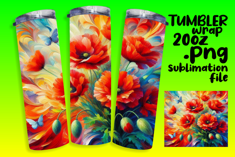 BEAUTIFUL 20oz Sublimation Tumbler Template , Flowers