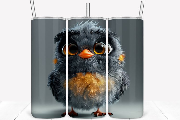3D Cartoon Bird 20oz Skinny Tumbler Wrap