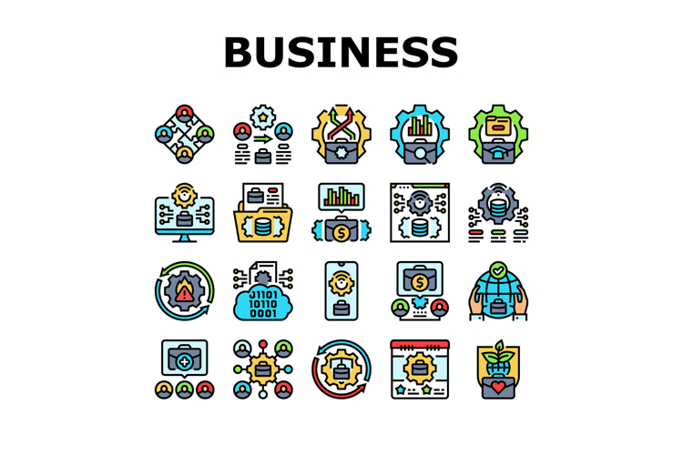 business process optimization icons set vector