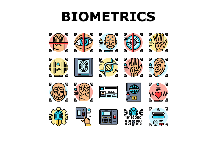 biometric fingerprint id finger icons set vector
