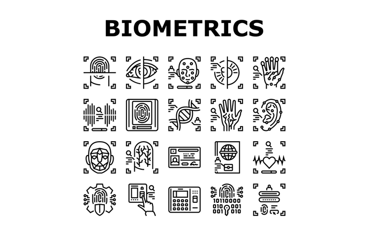 biometric fingerprint id finger icons set vector