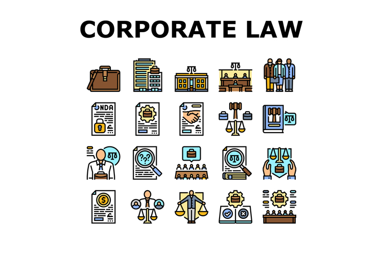 corporate law compliance icons set vector