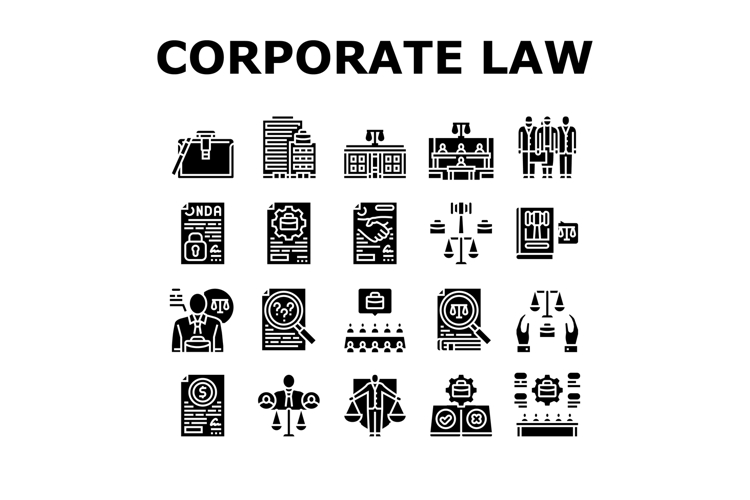 corporate law compliance icons set vector