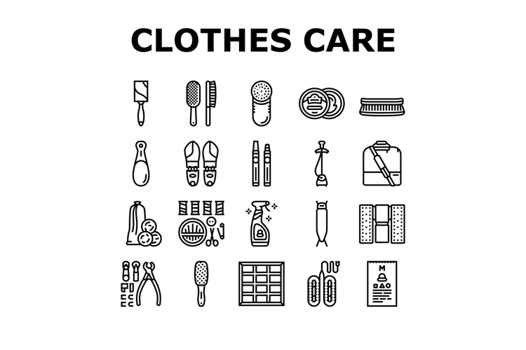 clothes care laundry ironing icons set vector