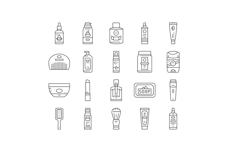 men cosmetic grooming skincare icons set vector