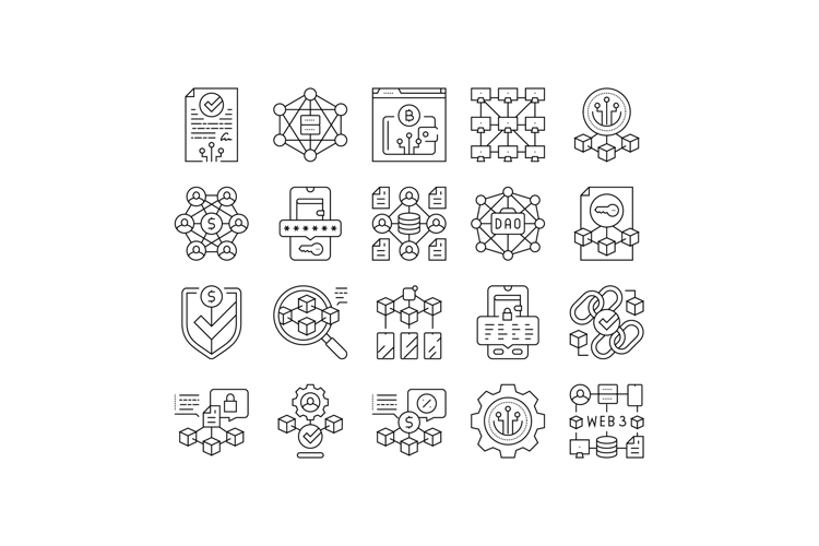 decentralized applications dapps icons set vector