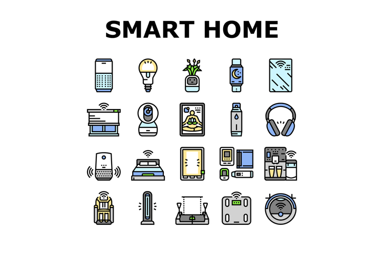 smart home wellness automation icons set vector