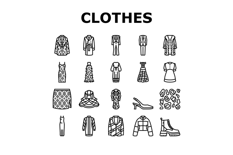 stylish clothes fashion trendy icons set vector